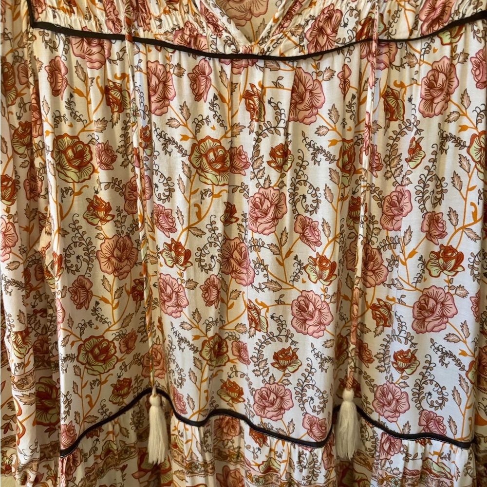 Umgee Floral V-Neck Boho Dress Size Large - Beach, Spring, Summer, Vacation - Picture 4 of 7